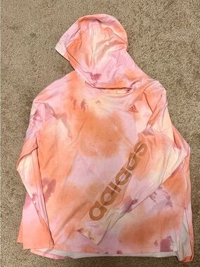 adidas Pink and Orange Tie-Dye Hoodie Pullover